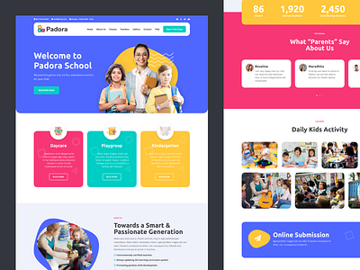 Padora - Kindergarten & Child Care Elementor Template Kit design elementor kindergarten landing page school template kit web design wordpress