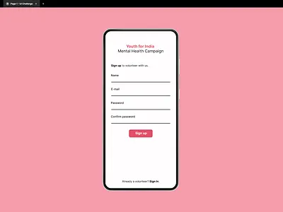 DailyUI Challenge #1 - Sign up page for a volunteer campaign app dailyui ui ux