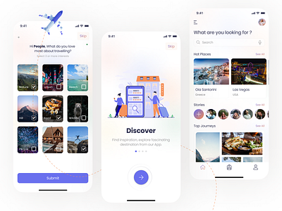 Travel App UI Kit clean design destination minimal mobile app tour travel ui ux