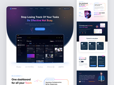 Team & Project Management Website app design b2b website figma graphic design hero section landing page minimal project manajement remote work saas landing page task manager task manajement team project team work ui ui snippet ux visual design web design website