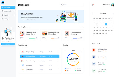 LMS clean design dashboard learning lms modern design skills study