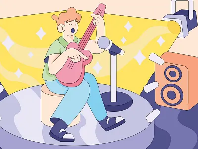 Show cartoon illustration party show singing
