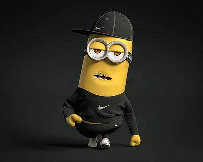 Drip Minion 3d art black branding cartoon minion nike yellow