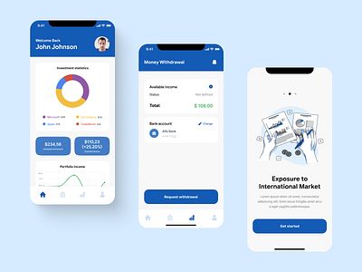 Investment Mobile Application animation app design branding crypto design developers finance fintech graphic design illustration investment landing logo platform product software company trading ui ux visual