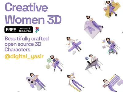 Creative Women 3D Free Design 3d 3d assets 3d character 3d design 3d modeling app branding design graphic design illustration logo typography ui ux vector