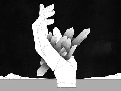 Crystal Hand illustration crystal drawing graphic design hand illustration ink vector