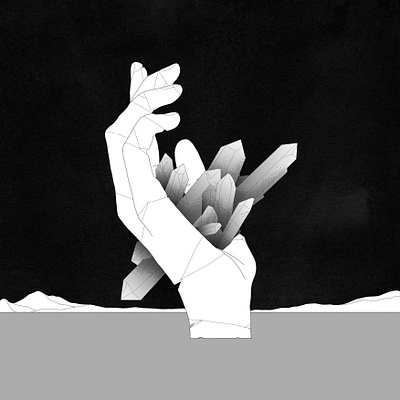 Crystal Hand illustration crystal drawing graphic design hand illustration ink vector
