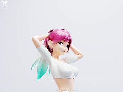 Mizuki Nakamura #1 from GebetaN NFT Collection 3d 3dart 3ddesign 3dmodelling artwork blender blender3d blendercycle character collectibles colorful cyclesx digitalart girl illustration nft nftart