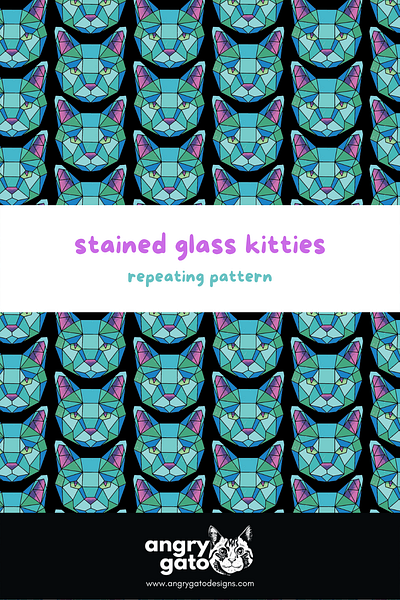 Stained Glass Kitties repeating pattern abstract cats animal illustration animal lover cat colorful geometric pattern pattern design product design surface design surface pattern textile design