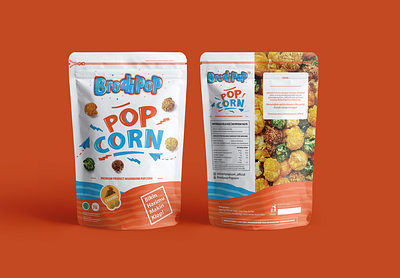 Stand up pouch BrodiPop Caramel branding chips design graphic design illustration logo packaging design vector