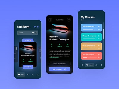 Educational course app course design dizajn figma graphics ui uidesign uiux ux uxdesign