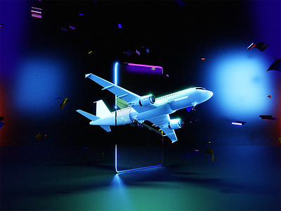 Card - Flight 3d blender branding design flight illustration plane