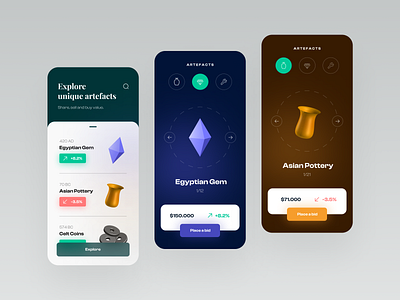 Artefact Explorer 3d artefacts design dizajn figma graphics ui uidesign uiux ux uxdesign