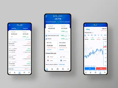 Investo App UI Design app branding design graphic design illustration investing app logo mutual funds app stock market app typography ui ux vector