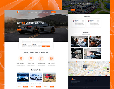 Car Rental Landing Page Design car car book car booking website car landing pages design car rental car rental landing page design figma graphic design landing pages design service ui ui design uidesign uiux user interface uxdesign web design
