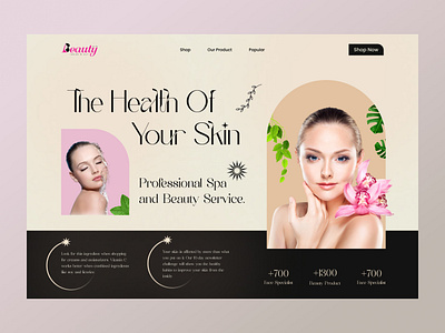 Spa & Beauty service landing page UI header app beauty care landing page cosmetic lending page landing page landing page design skin care landing page skin care ui design ui design uiux website design