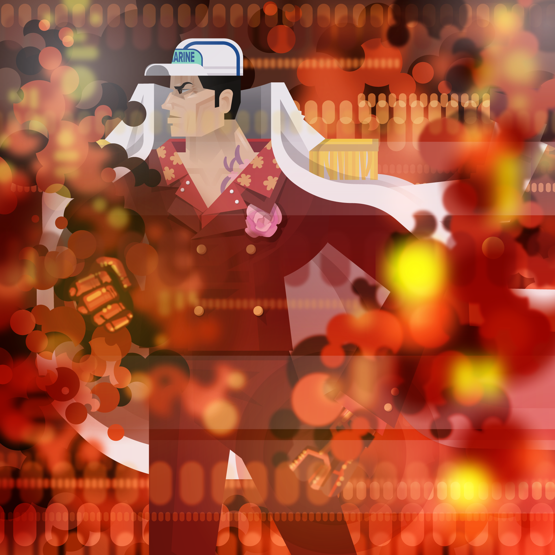 Admiral Akainu admiral akainu flat graphic art illustration onepiece sakazuki vector vector illustration