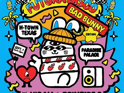 FUTURA DISCO FLYER ILLUSTRATION flyer hand drawn illustration