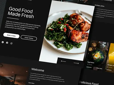 Good Food - Landing Page black blackwebdesign design food foodweb foodwebdesign foodwebsite restaurant restaurantweb restaurantwebdesign typography ui uiux ux webdesign webdesigninspiration webinspiration website websitedesign