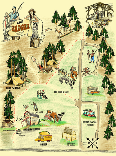 Camp badger wedding map