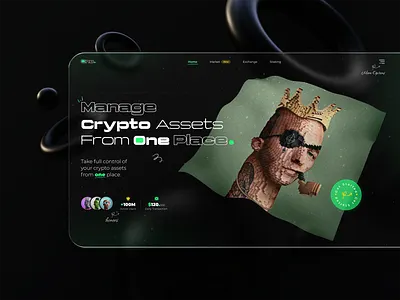 CryptoLanding 3d analytic binance bitcoin blockchain creative crypto crypto currency cryptocurrency design finance landing landingpage nft trading ui wallet webdesign