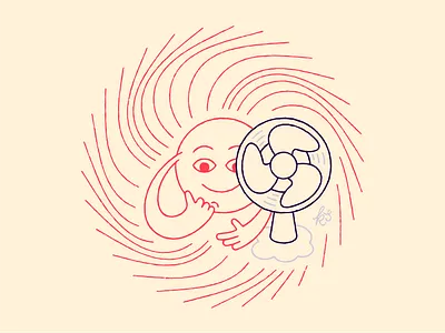 Huge fan (of summer) fan hand drawn illustration summer sun sun stories sunshine vector