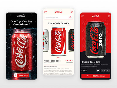 Coca-Cola Mobile App Design 3d animation app branding design graphic design illustration logo motion graphics typography ui ux vector