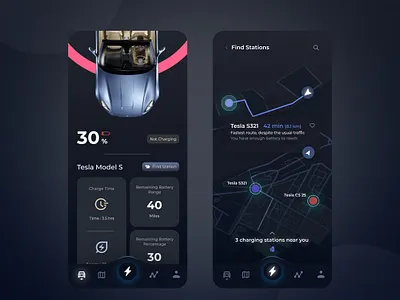Electronic Vehicle app design automative car electronic ev tesla