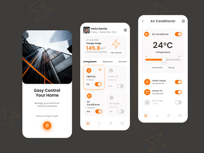 Smart House App - Light Mode ⚡⚡⚡ app design energy house mobile smat home ui ux