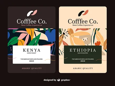 Coffee Label Concept with Seamless Floral Pattern coffee label illustrator product design