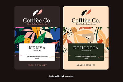 Coffee Label Concept with Seamless Floral Pattern coffee label illustrator product design