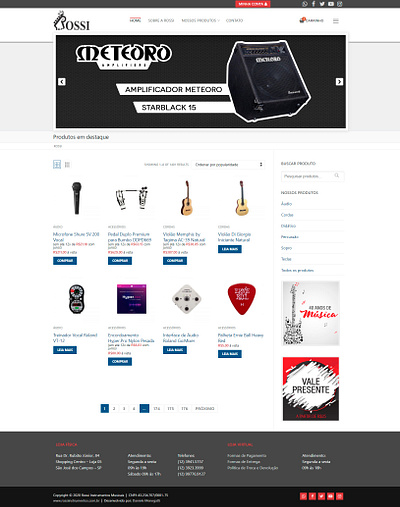 Loja Virtual - Rossi Instrumentos Musicais e commerce elementor loja virtual photoshop webdesign woocommerce wordpress