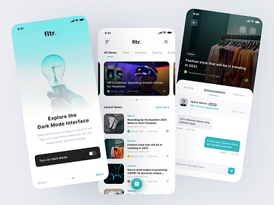 Fltr - News App Design app clean colorful design ios ios app mobile design mobile ui news reading ui ui ux design ui design ui ux ui ux design user experience user interface ux