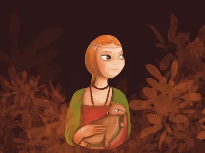 Dama con l’ermellino animals autumn design graphic design illustration painting picture
