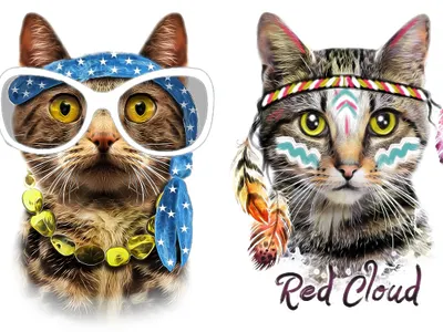 American indian cat illustration. T-shirt Graphics adorable artwork boho cartoon cat cat illustration cat prin design fabric graphic design illustration logo pop art poster sticker typography vector wallpaper