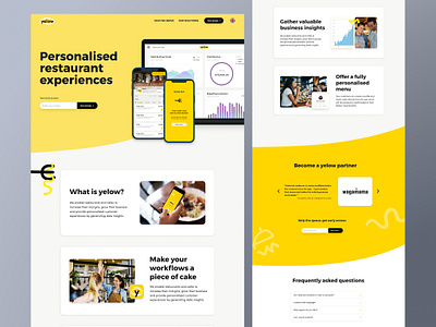 Food App Landing Page food app website food start up website food website landing page web design website design yellow landing page