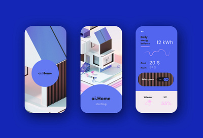 AI home concept app V2 3d 3d art design graphic design illustration low poly lowpoly ui