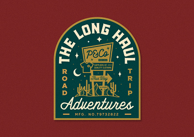 The Long Haul Adventures 50s art badge clothing badge designer diner badge graphic design lifestyle lockup motel badge motel sign pandco type typography vector vintage bade