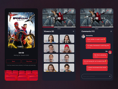 Movplus App - Watch Together, Viewers & Comments In Movie App app dark mode film film app film streaming mobile app movie movie app movie streaming streaming streaming app ui ux