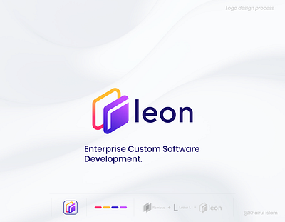 Leon Logo Design agency brand branding design designer identity logo logodesigner mark minimal presentation process tech techlogo technology usa logo