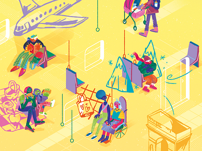 Metro character design cold daily life digital everyday fly illustration le bourget life metro paris people photoshop picnic plane snow train transport transportation travel