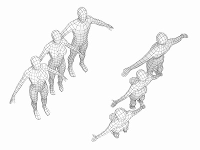 Male and Female Base Mesh in A-Pose