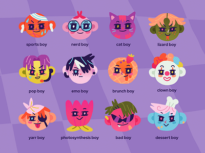 Boys boy boys brunch cat character design clown cook digital emo flower illustration lizard music pancake photoshop pirate pop sports tulip