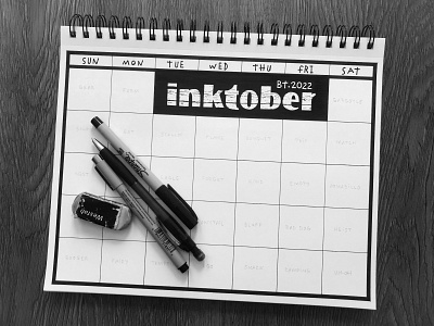 (mini) Inktober 2022 2022 black white calendar illustration ink inktober inktober 2022