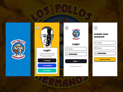 los pollos hermanos daily ui challenge homescreen login los pollos hermanos splash ui username ux