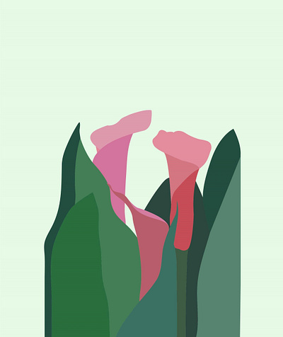Tulips art green illustration leaves nature tulips