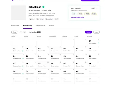 Mentor - Availability availability mentor ui design ux design