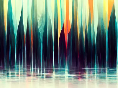 Reflections of Shadowy Laser Pillars background colorful cyberpunk design digital art geometric illustration reflection shadows wallpaper