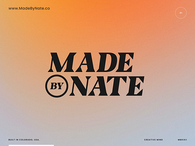 (Personal Brand) Made By Nate / Logo Design art director branding clean clean design colorado creative director design gradient gradient logo identity logo logo mark logotype minimal minimal logo modern simple logo typemark typemark logo typography