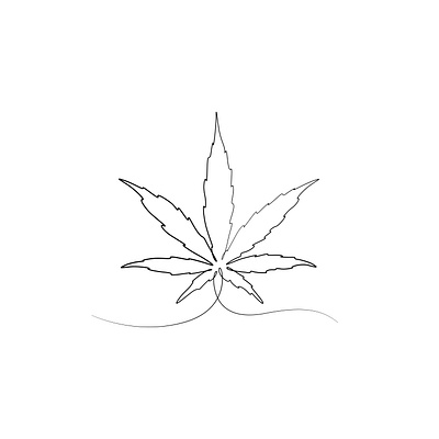 cannabis leaf black & white vector abstract one line drawing design illustration line art line art illustration line drawing minimalist minimalist art vector art